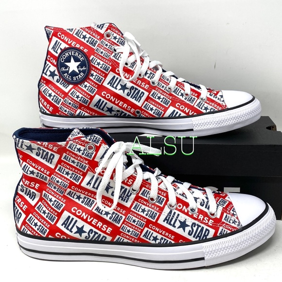 Converse Chuck Taylor All Stars Logo Red High Canvas Sneaker Womens Size 166984F - Picture 2 of 8